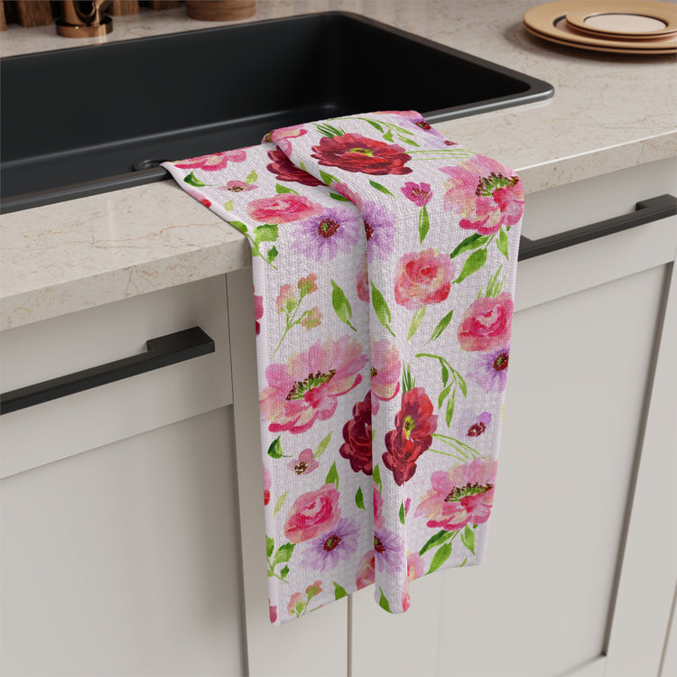 bright florals: pink tea towel 🛍️