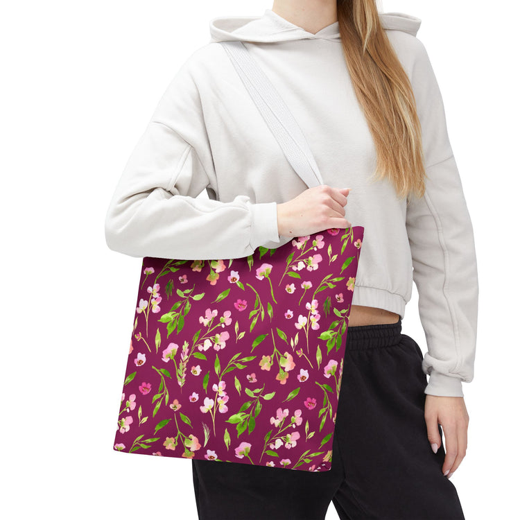 dainty florals: dark magenta tote bag 🛍️