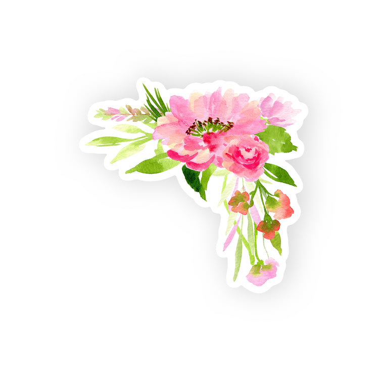 bright pink flowers corner arrangement sticker