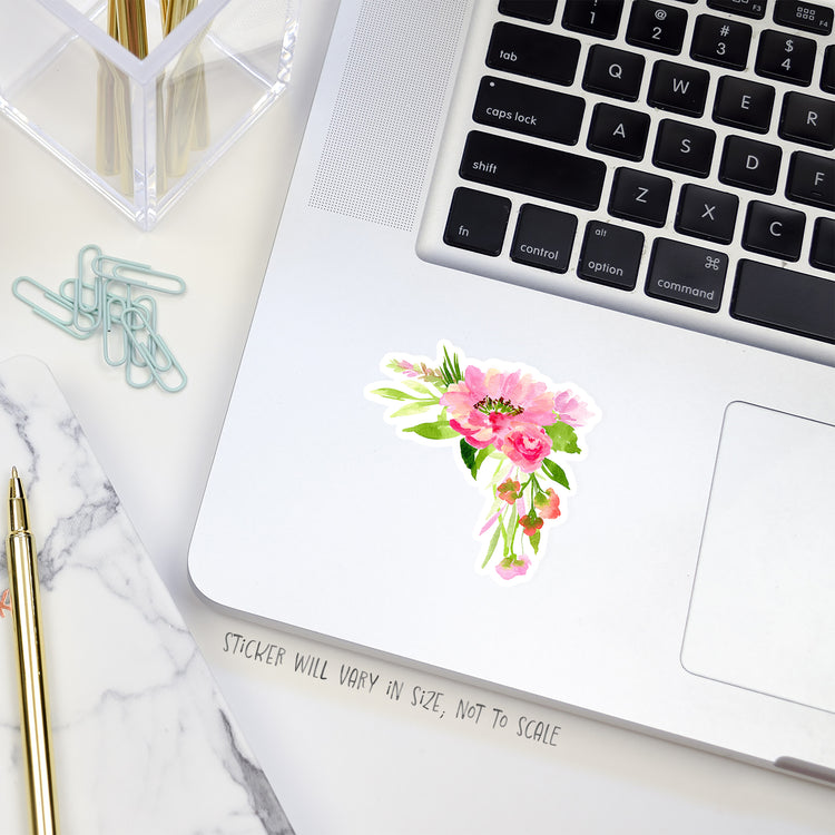 bright pink flowers corner arrangement sticker