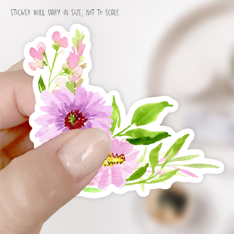 purple flowers corner arrangement sticker