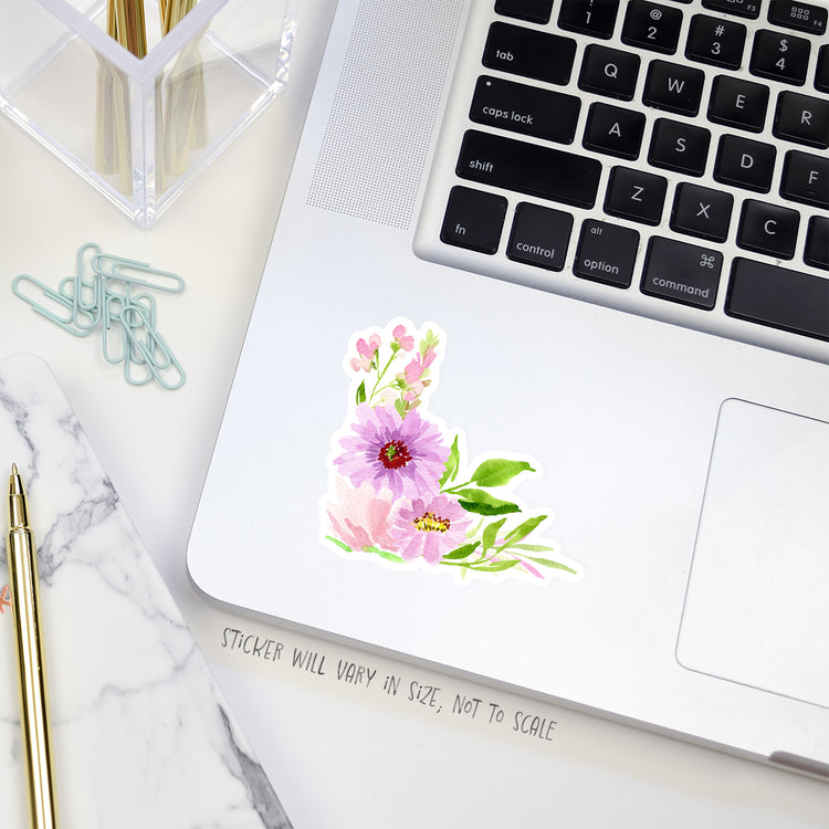 purple flowers corner arrangement sticker