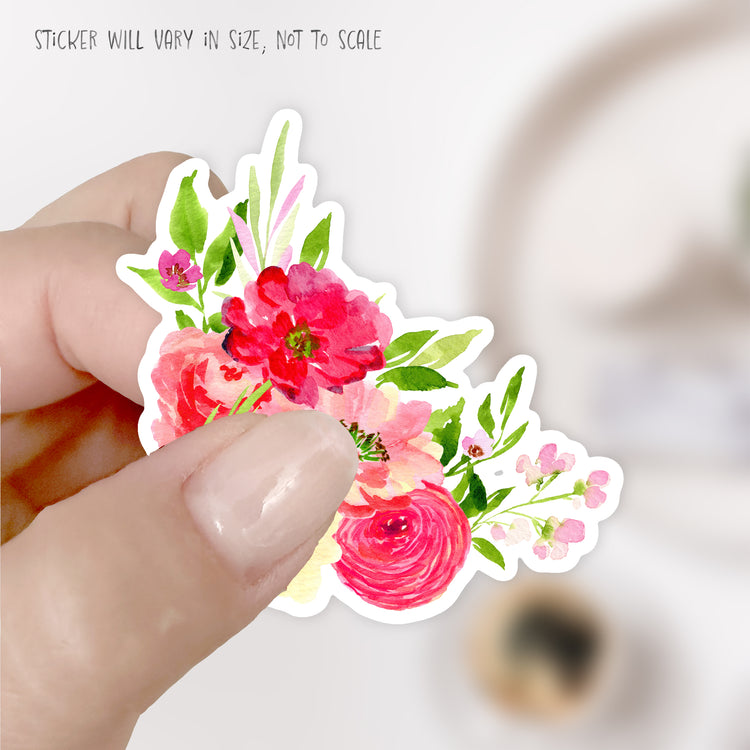 red and yellow flowers corner arrangement sticker