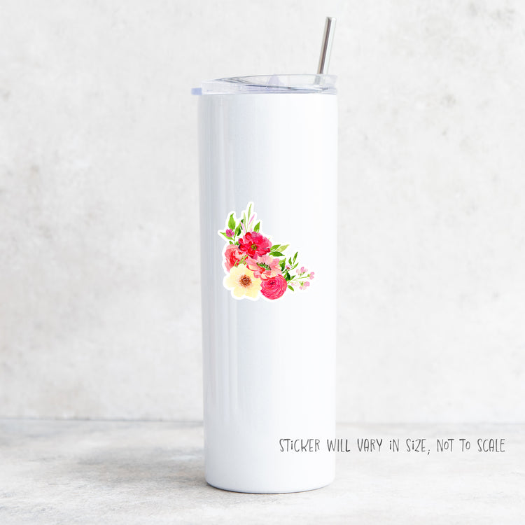 red and yellow flowers corner arrangement sticker