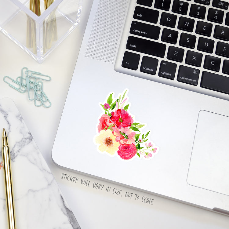 red and yellow flowers corner arrangement sticker