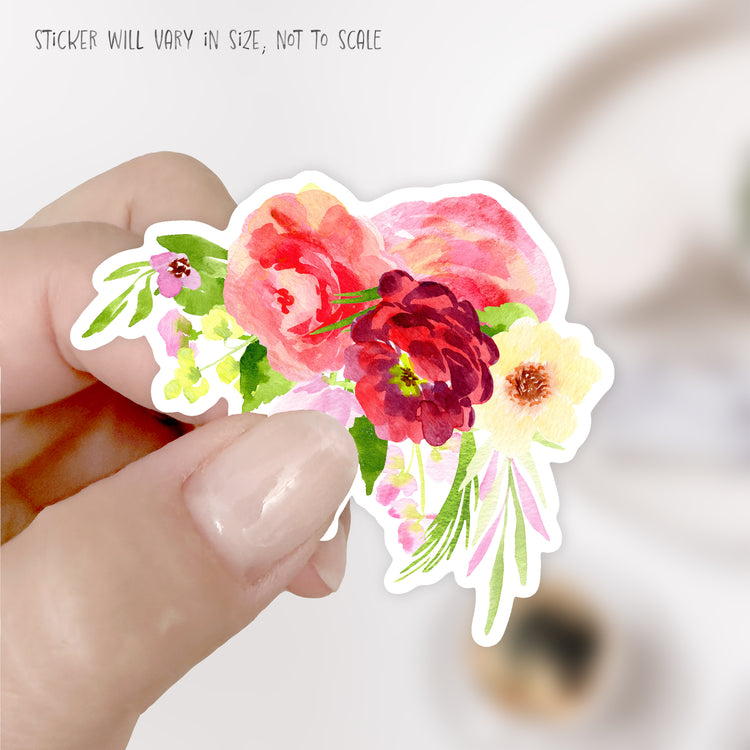 red flowers corner arrangement sticker