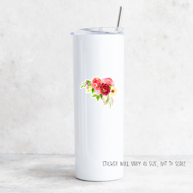 red flowers corner arrangement sticker