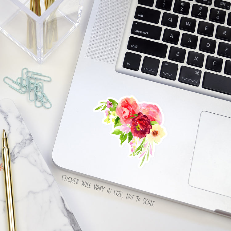 red flowers corner arrangement sticker