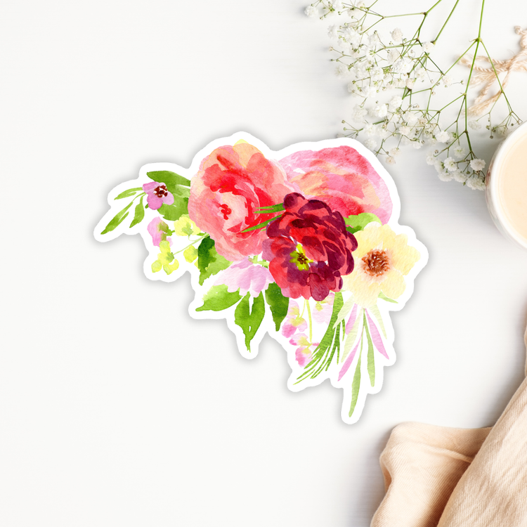 red flowers corner arrangement sticker