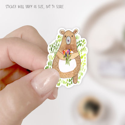 bear with bouquet sticker