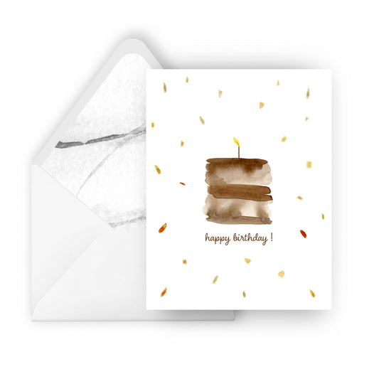 chocolate birthday cake greeting card