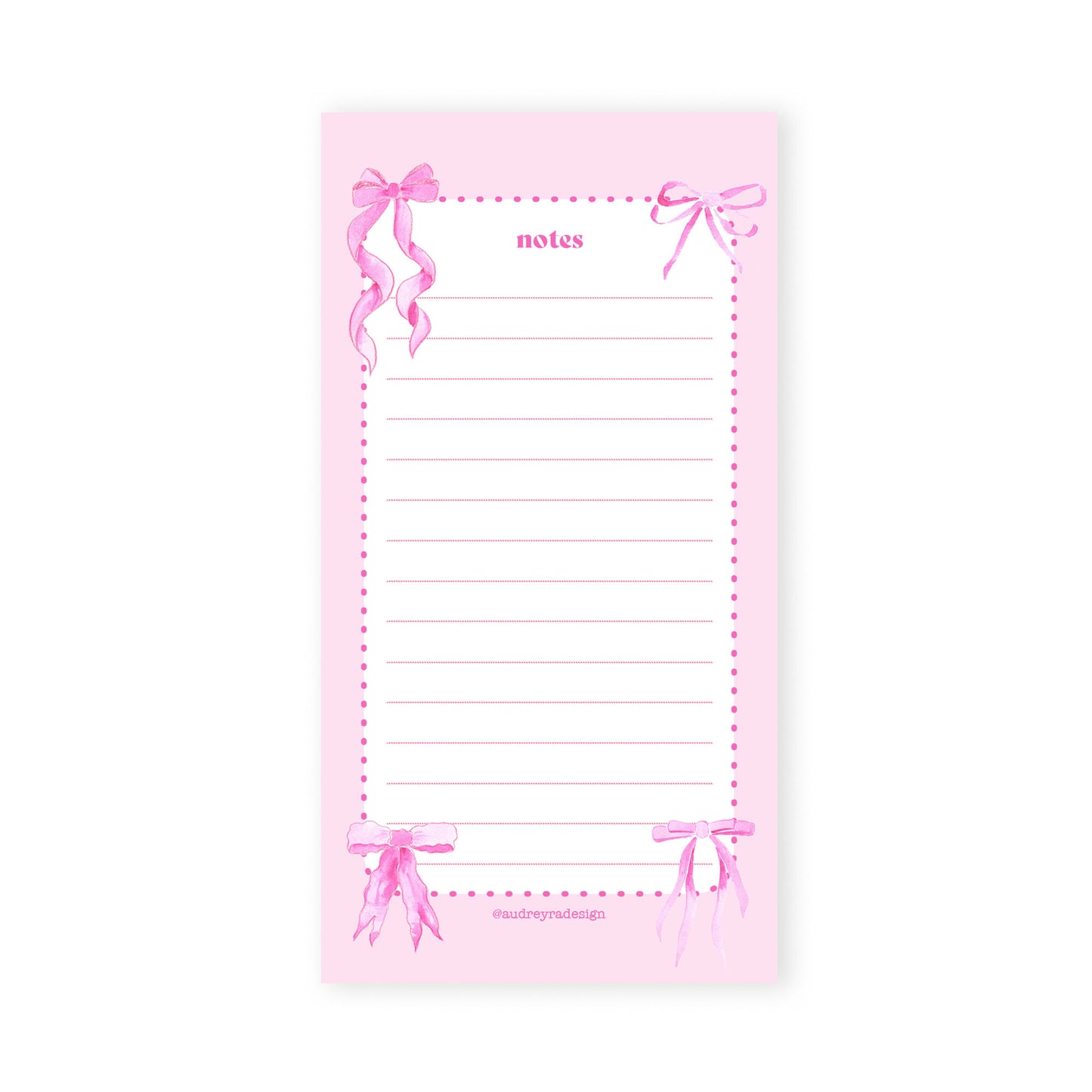 pink bows notepad