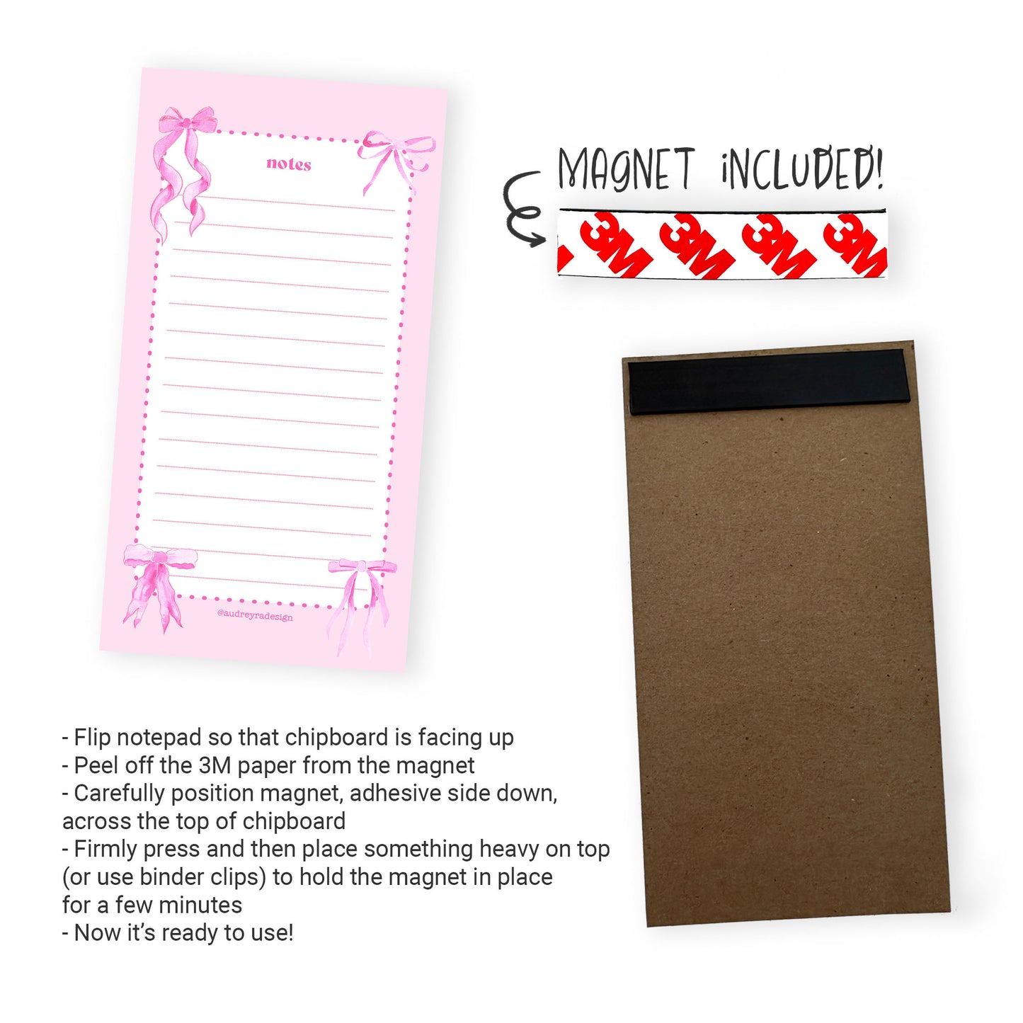 pink bows notepad