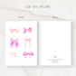 pink bows & bowties mini notecard