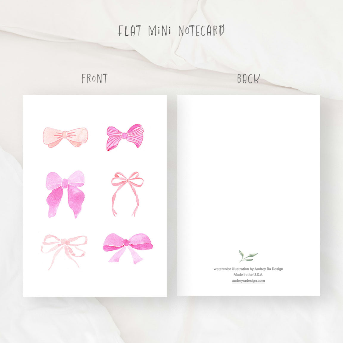 pink bows & bowties mini notecard