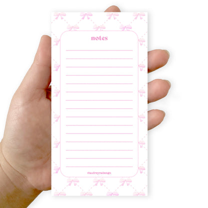 pink bows pattern notepad