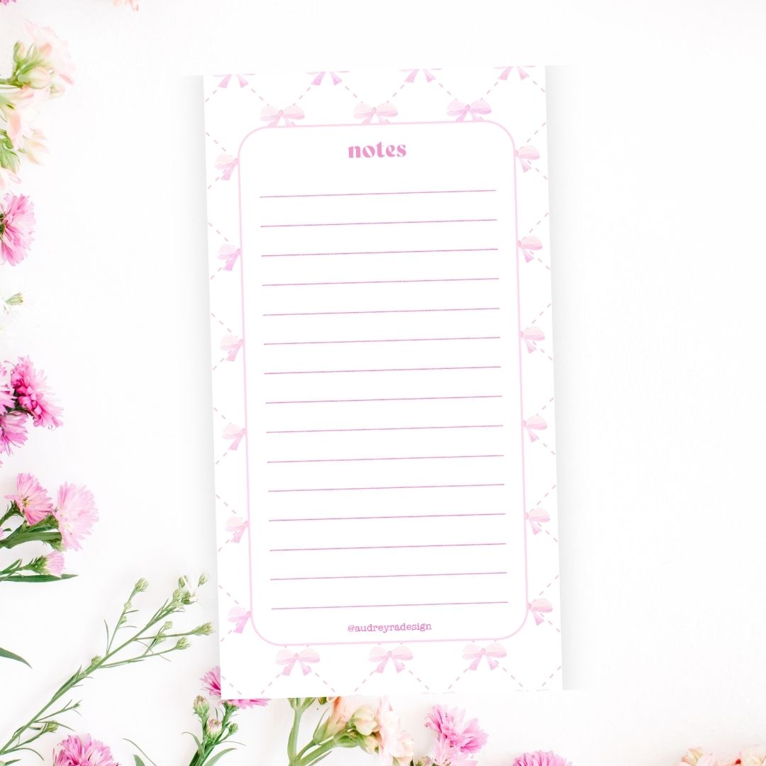 pink bows pattern notepad