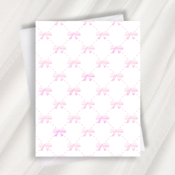 pink bows pattern greeting card