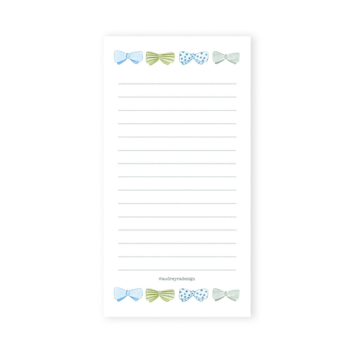 green and blue bowties notepad