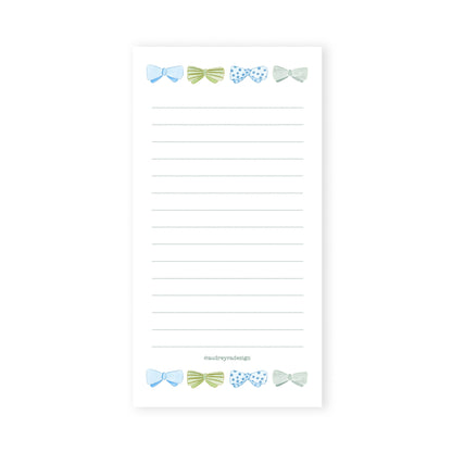 green and blue bowties notepad