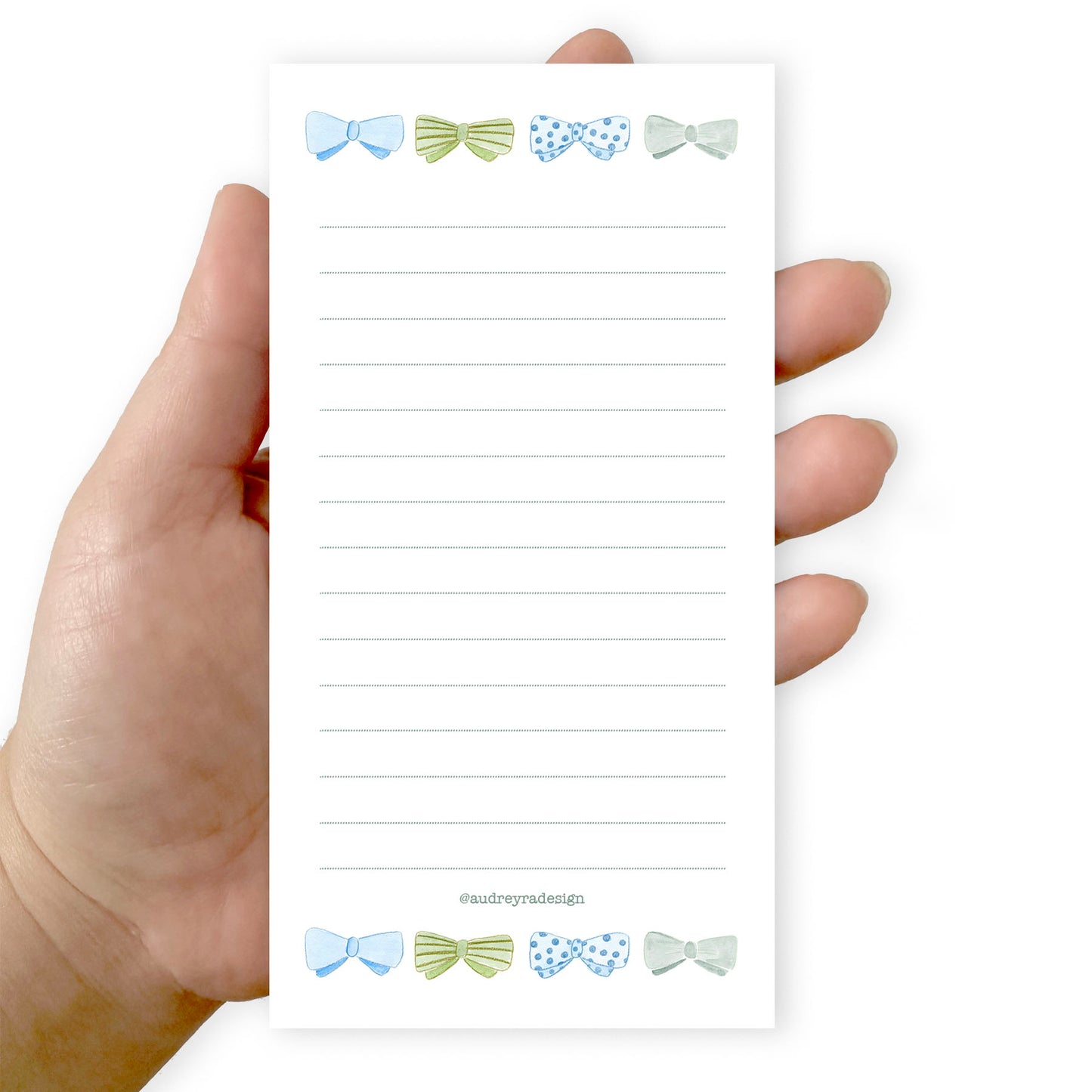 green and blue bowties notepad