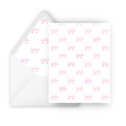 pink bows pattern greeting card