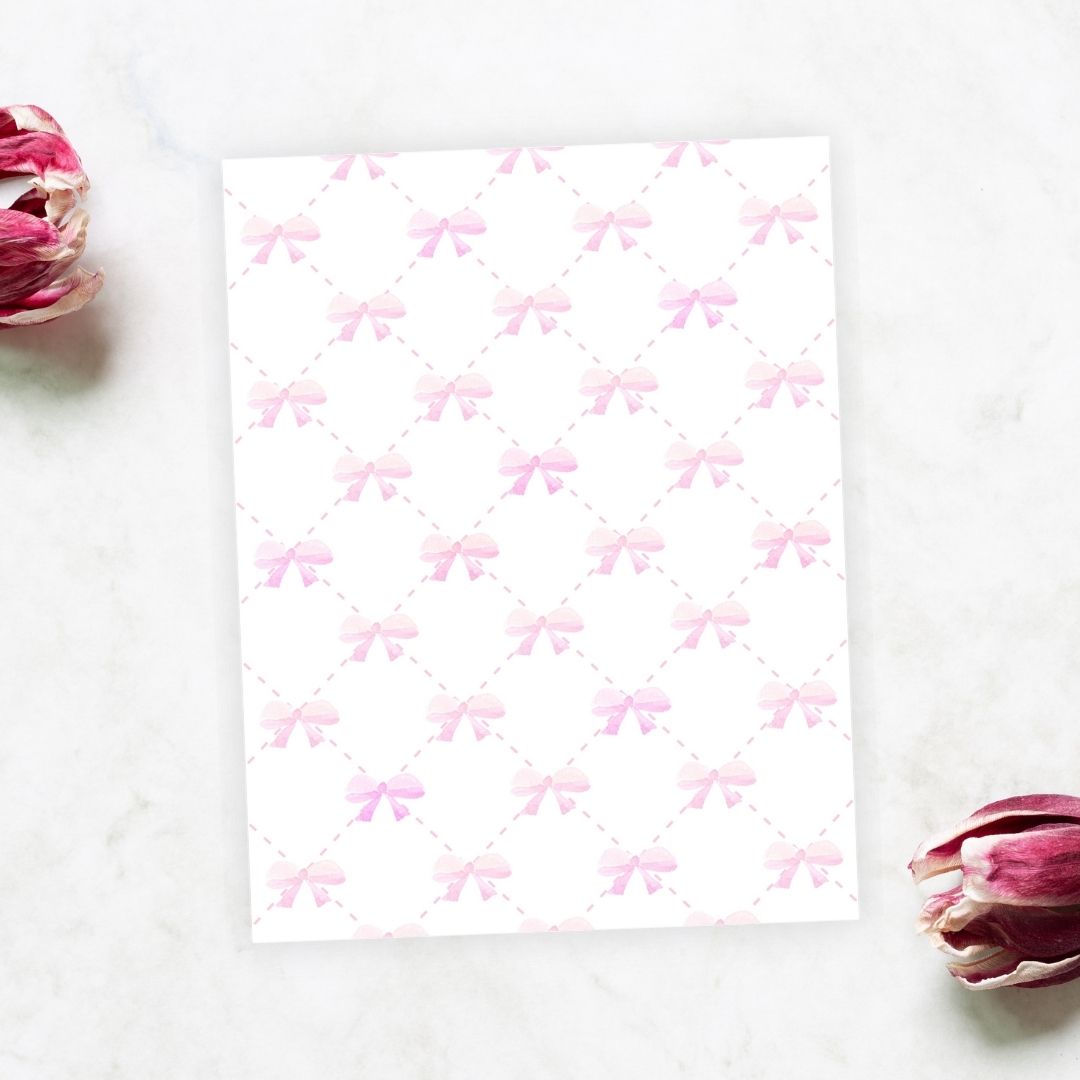 pink bows pattern greeting card