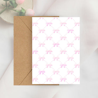 pink bows pattern mini notecard