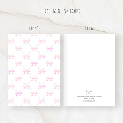 pink bows pattern mini notecard