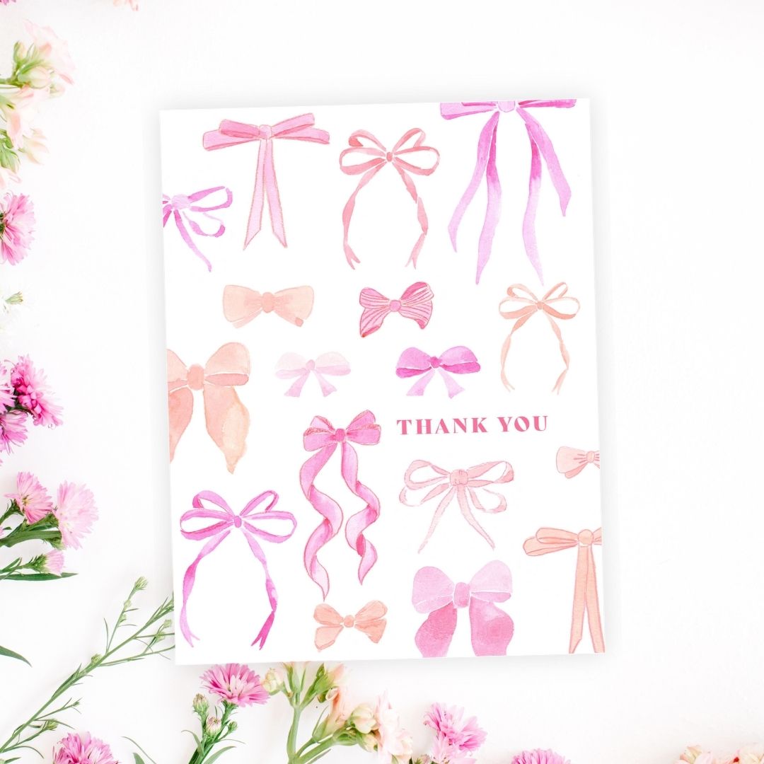 thank you ribbon bows greeting card