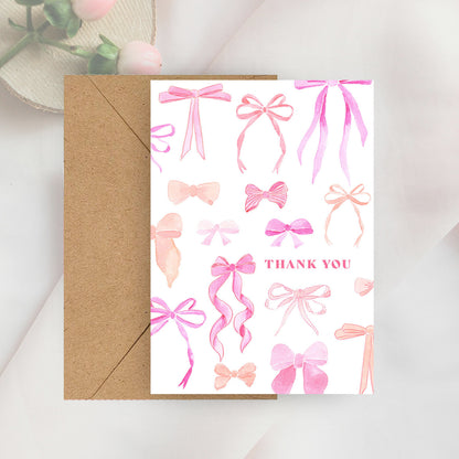 thank you ribbon bows mini notecard