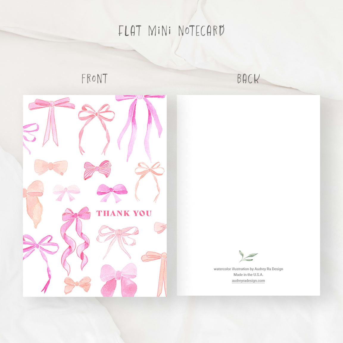 thank you ribbon bows mini notecard