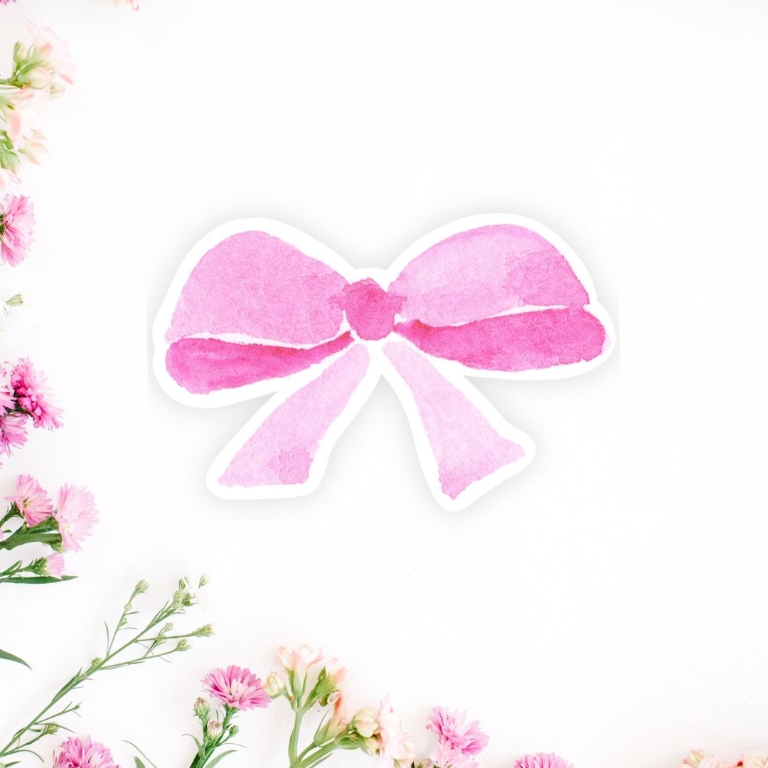 bright pink bow sticker