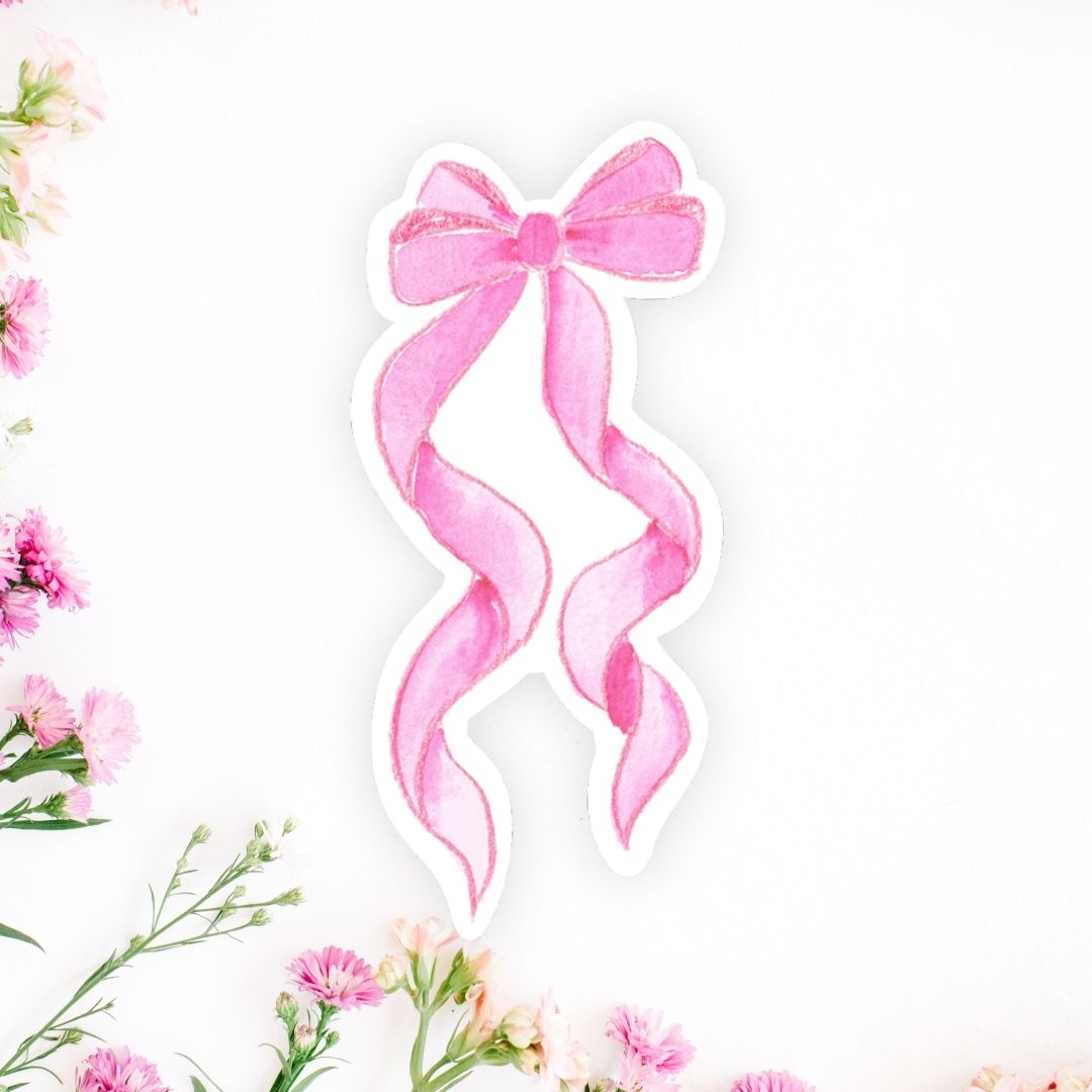 pink ribbon bow sticker