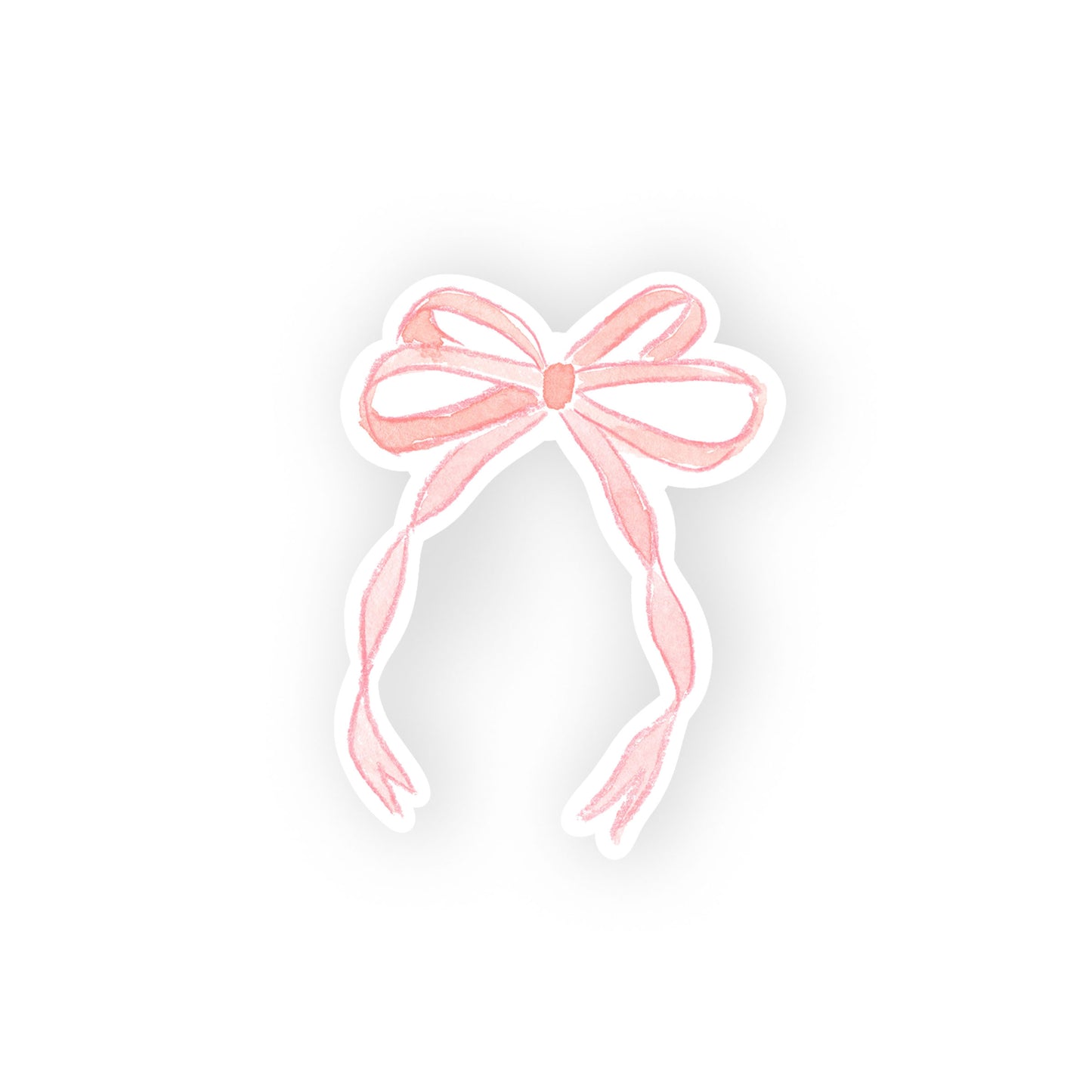 coral ribbon bow sticker