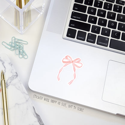 coral ribbon bow sticker