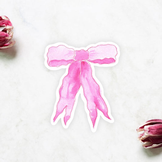 ruffle pink bow sticker