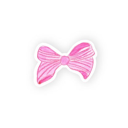 striped pink bow sticker