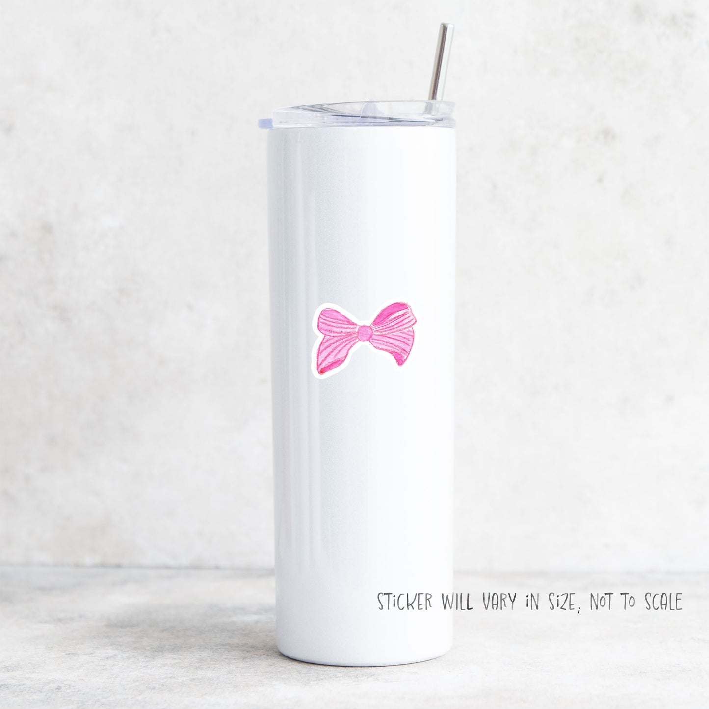 striped pink bow sticker