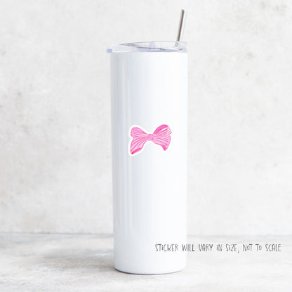 striped pink bow sticker