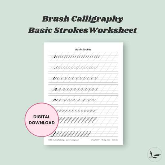 brush calligraphy - basic strokes worksheet