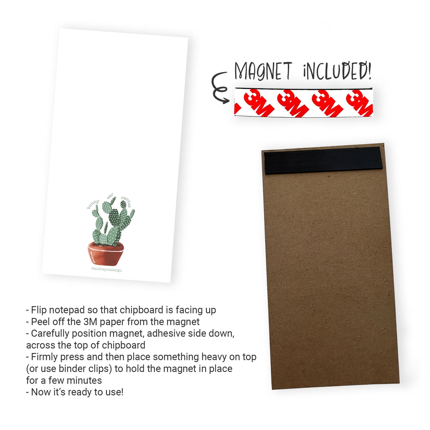 bunny ear cactus notepad