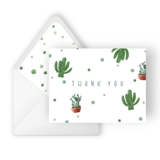 cacti pattern thank you greeting card