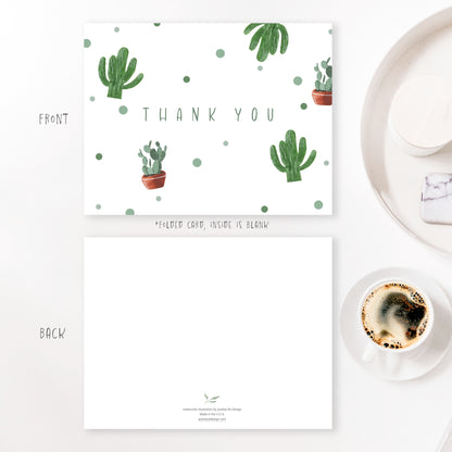 cacti pattern thank you greeting card