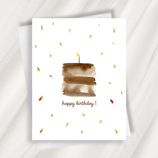 chocolate birthday cake greeting card
