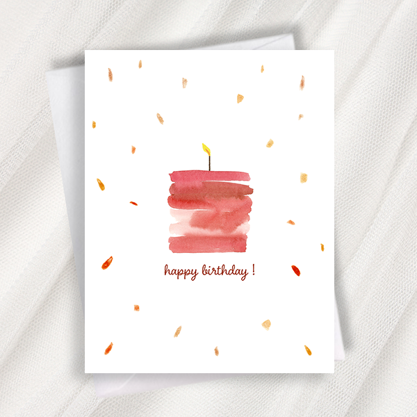 red velvet birthday cake greeting card