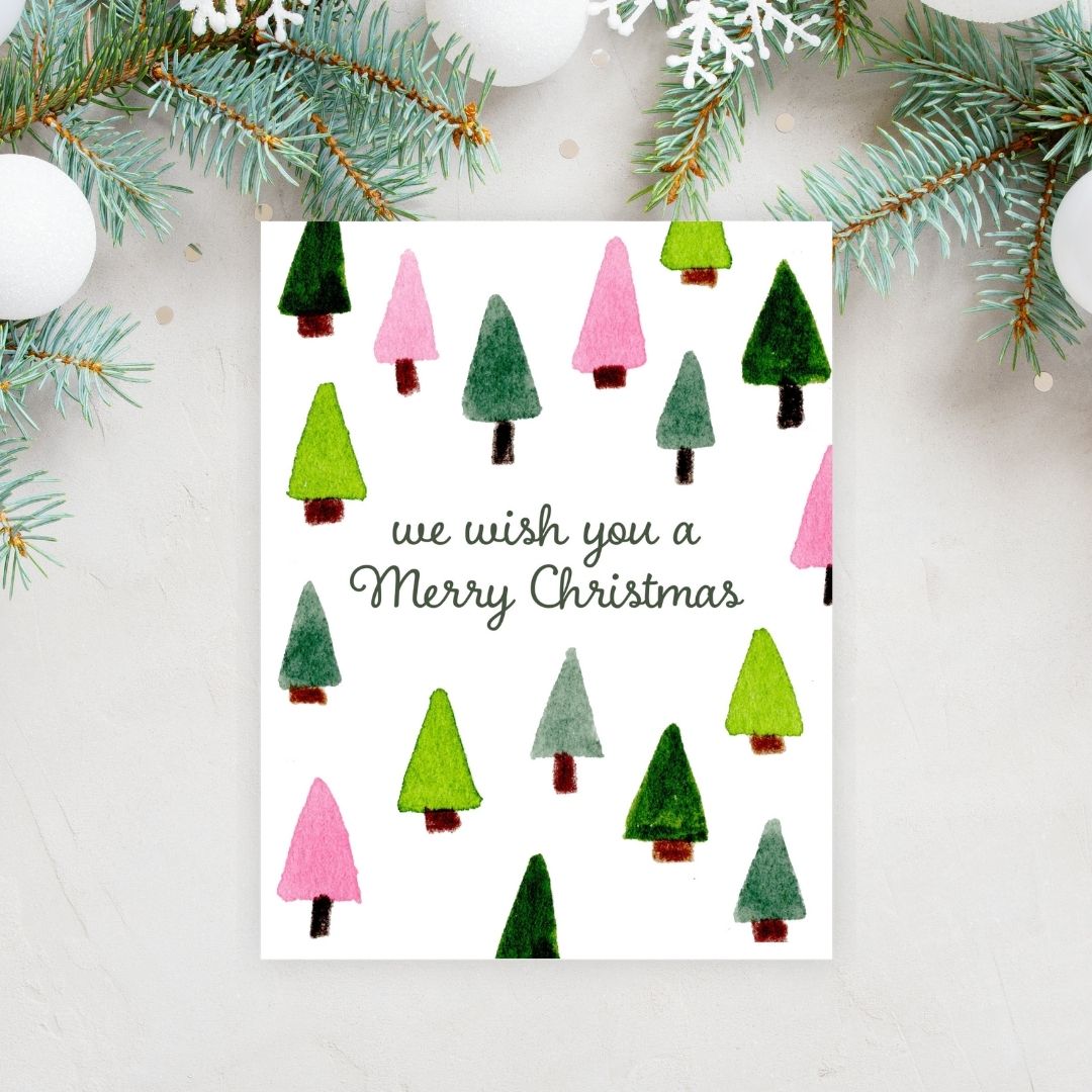 christmas trees holiday greeting card