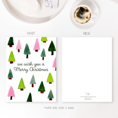 christmas trees holiday greeting card