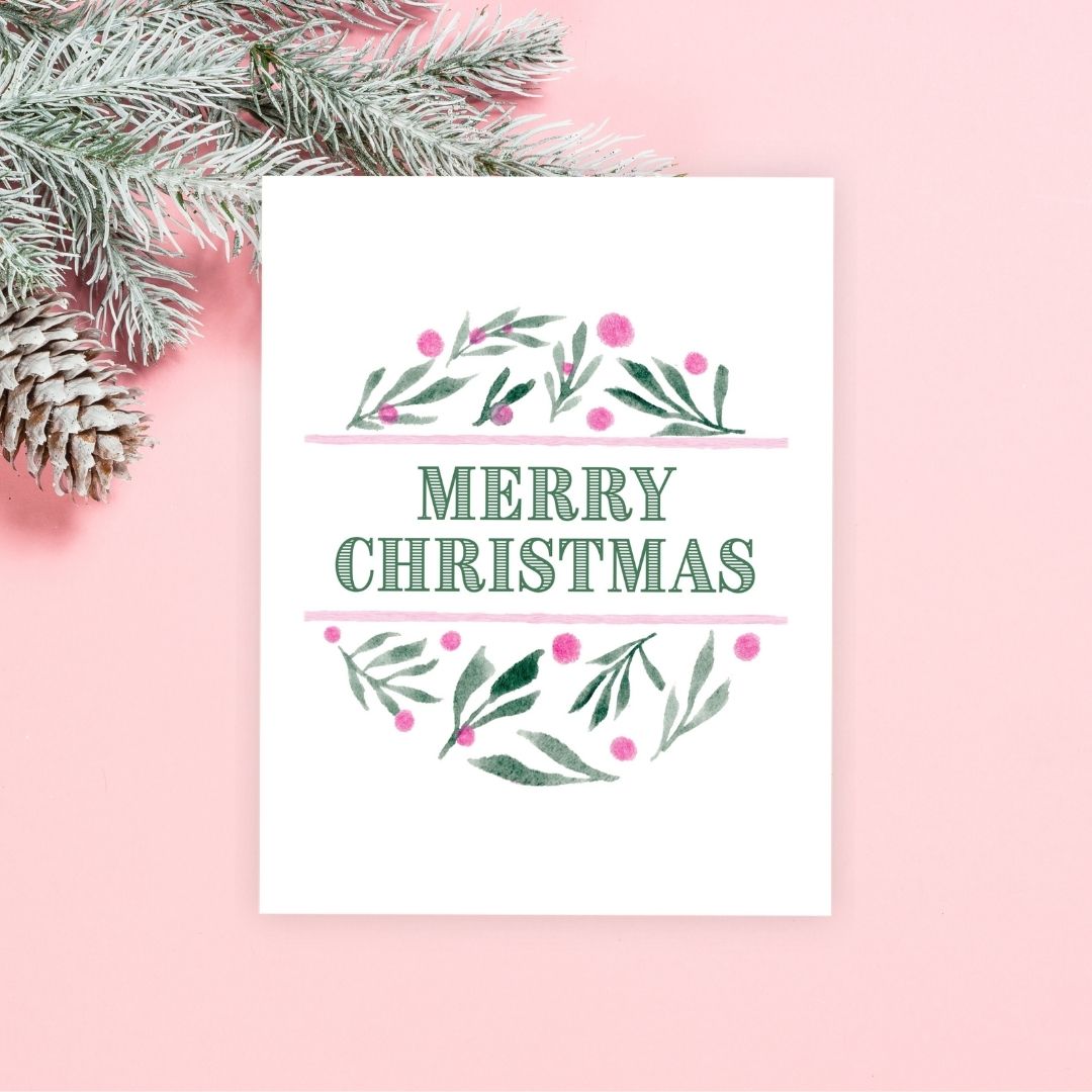 christmas in pink collection greeting card set