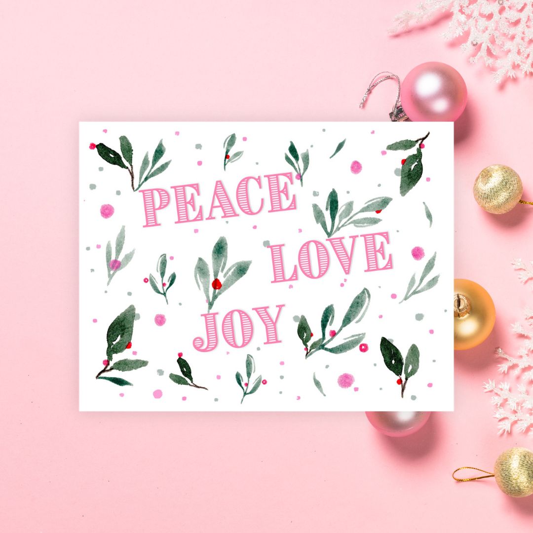 peace, love, joy holiday greeting card